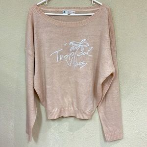 Beachly X Goldfish Kiss womans peach crew neck sweater oversized size Small